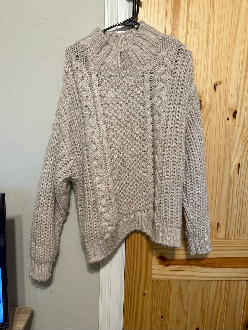 Universal Thread Chunky Cable Turtleneck Sweater - Light Beige
